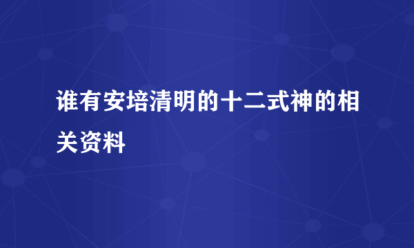 谁有安培清明的十二式神的相关资料