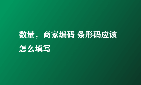 数量，商家编码 条形码应该怎么填写