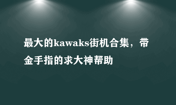 最大的kawaks街机合集，带金手指的求大神帮助