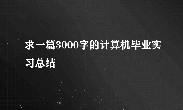 求一篇3000字的计算机毕业实习总结
