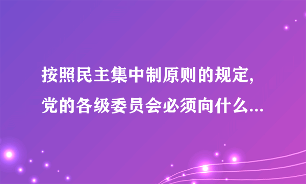 按照民主集中制原则的规定,党的各级委员会必须向什么负责并汇报工作