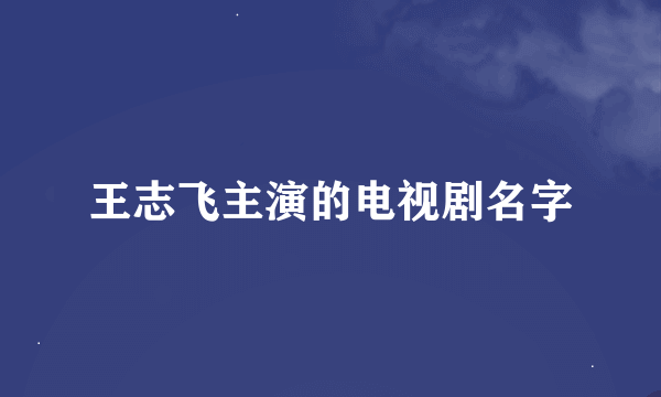 王志飞主演的电视剧名字