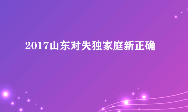 2017山东对失独家庭新正确