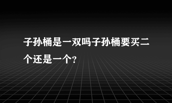 子孙桶是一双吗子孙桶要买二个还是一个？