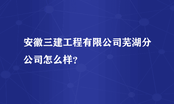 安徽三建工程有限公司芜湖分公司怎么样？