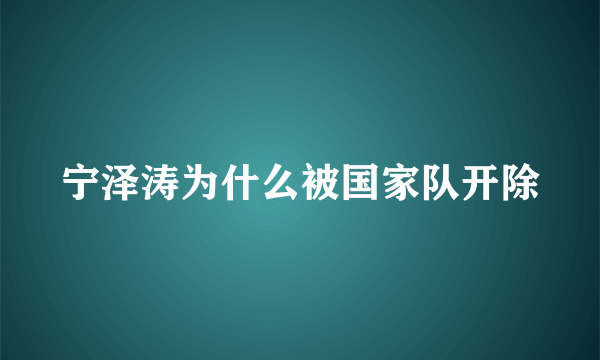 宁泽涛为什么被国家队开除