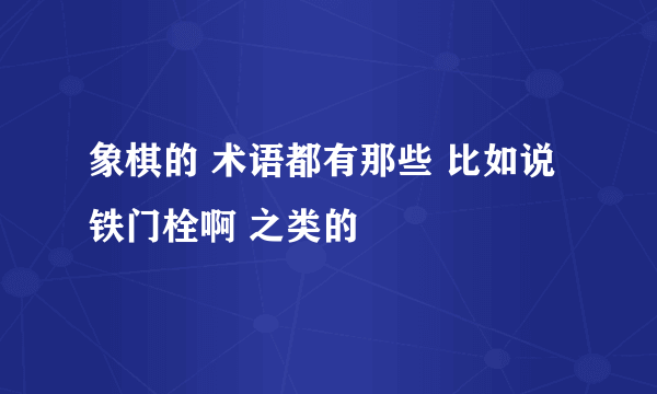象棋的 术语都有那些 比如说铁门栓啊 之类的
