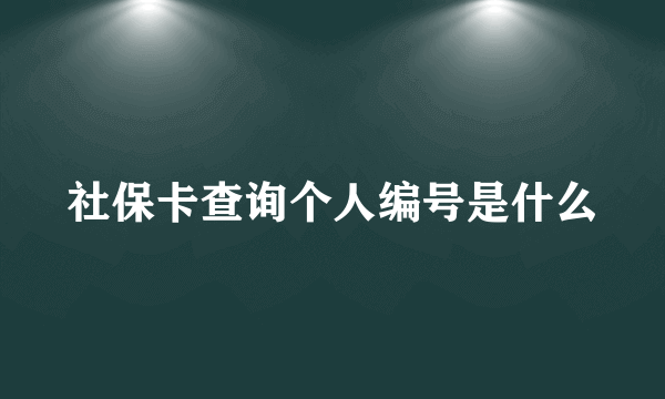 社保卡查询个人编号是什么