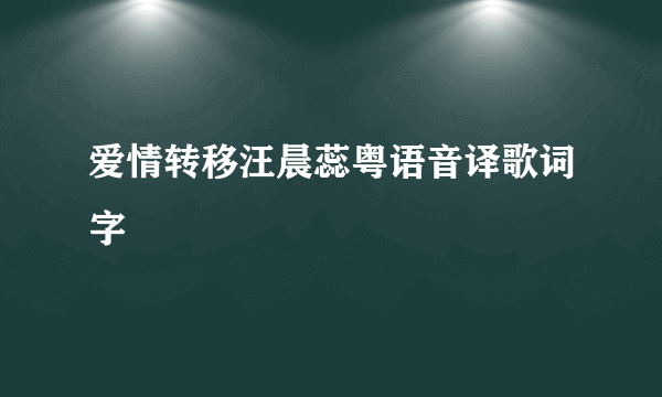 爱情转移汪晨蕊粤语音译歌词字