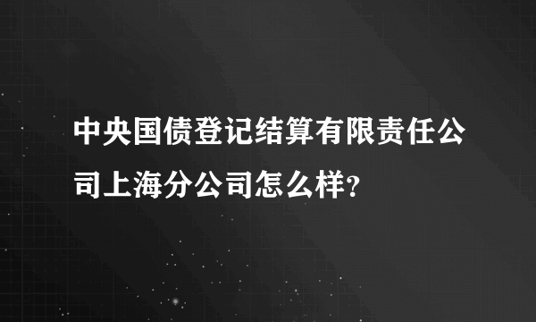中央国债登记结算有限责任公司上海分公司怎么样？