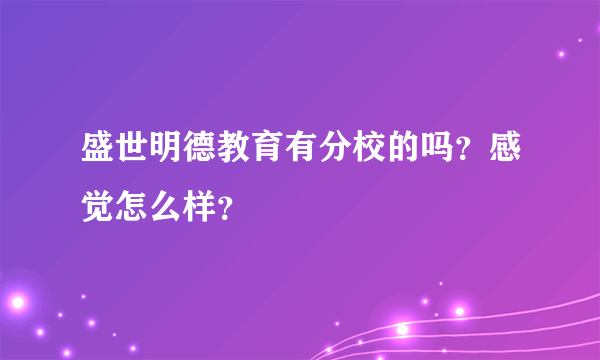 盛世明德教育有分校的吗？感觉怎么样？
