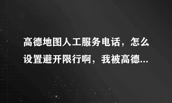 高德地图人工服务电话，怎么设置避开限行啊，我被高德导航害馋了，扣3分罚200