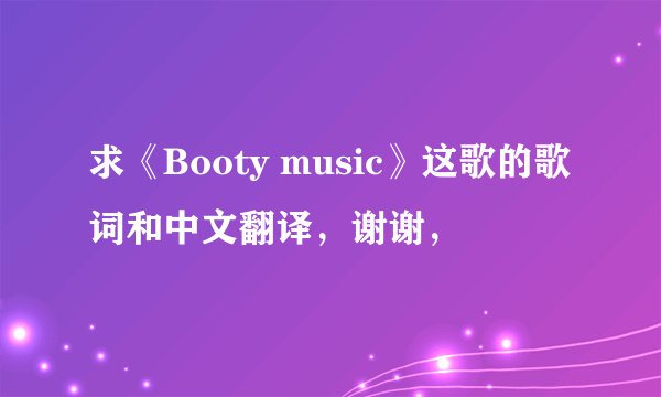 求《Booty music》这歌的歌词和中文翻译，谢谢，
