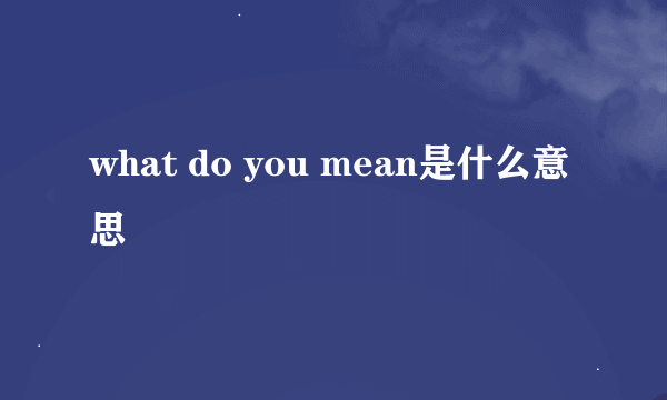 what do you mean是什么意思