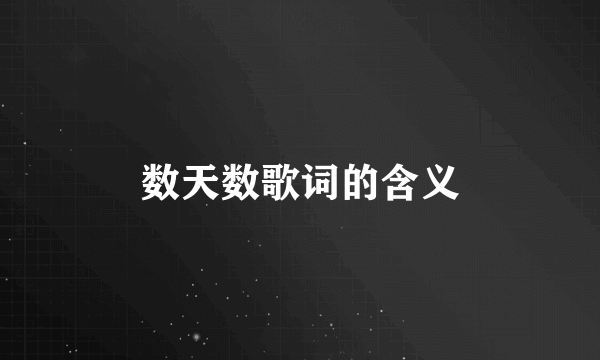 数天数歌词的含义