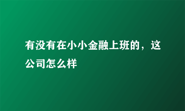 有没有在小小金融上班的，这公司怎么样
