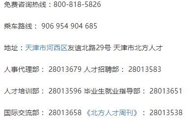 请问：天津北方人才市场（友谊北路的）电话号码是多少？