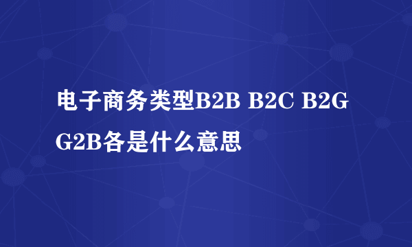 电子商务类型B2B B2C B2G G2B各是什么意思