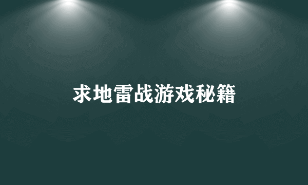 求地雷战游戏秘籍