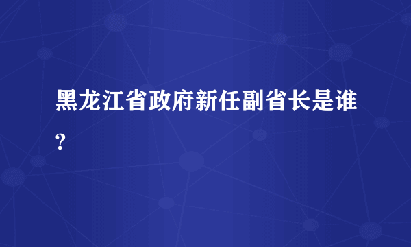 黑龙江省政府新任副省长是谁?