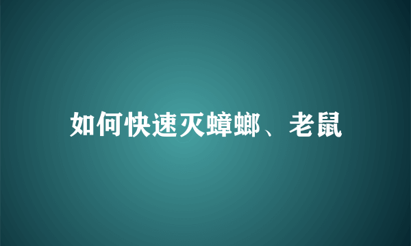 如何快速灭蟑螂、老鼠