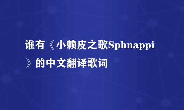 谁有《小赖皮之歌Sphnappi》的中文翻译歌词