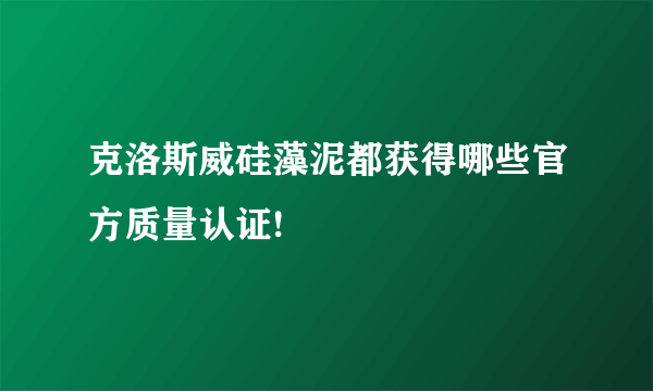 克洛斯威硅藻泥都获得哪些官方质量认证!