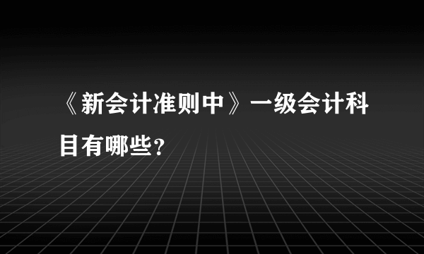 《新会计准则中》一级会计科目有哪些？