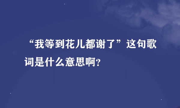 “我等到花儿都谢了”这句歌词是什么意思啊？