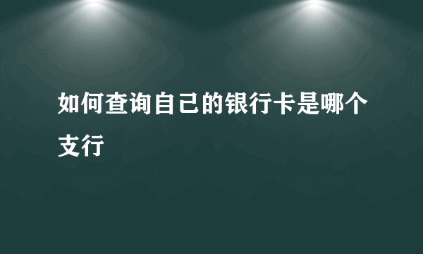 如何查询自己的银行卡是哪个支行