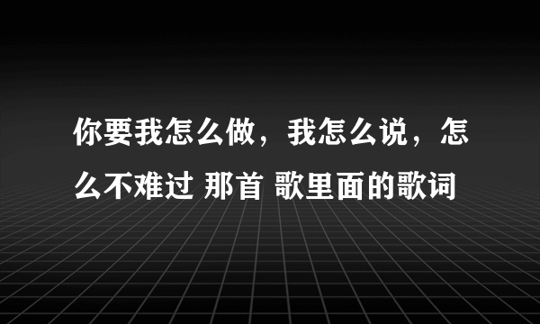 你要我怎么做，我怎么说，怎么不难过 那首 歌里面的歌词