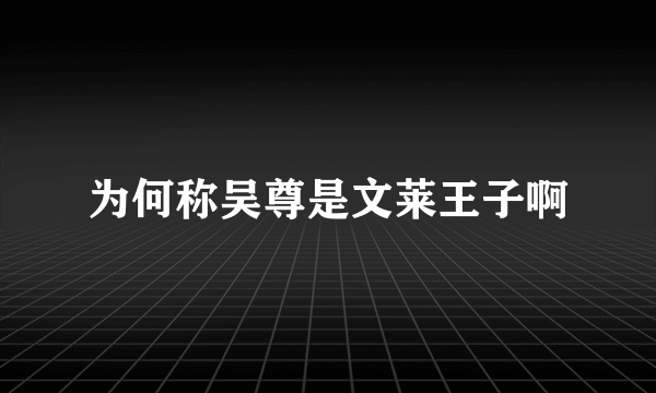 为何称吴尊是文莱王子啊
