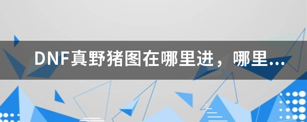 DNF真野猪图在哪里进，哪里换票