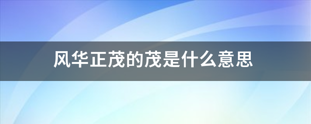 风华正茂的茂是什么意思