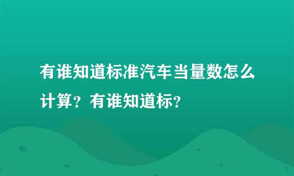 有谁知道标准汽车当量数怎么计算？有谁知道标？