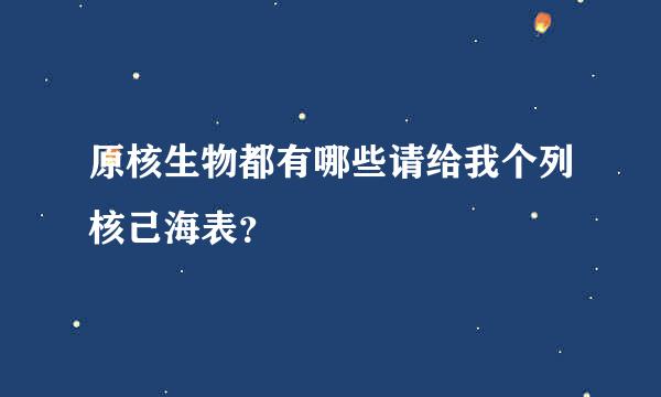 原核生物都有哪些请给我个列核己海表？