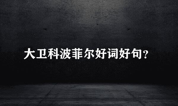 大卫科波菲尔好词好句？
