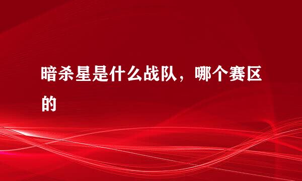 暗杀星是什么战队，哪个赛区的