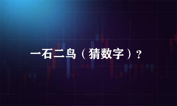 一石二鸟（猜数字）？