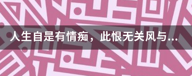 人生来自自是有情痴，此恨无关风与月