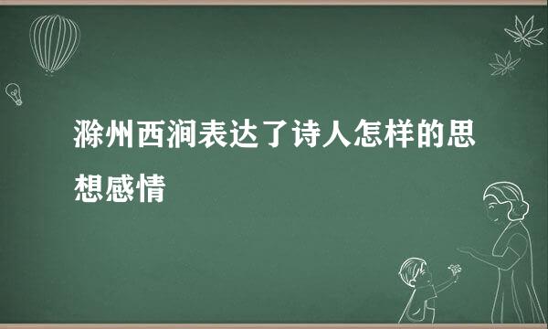 滁州西涧表达了诗人怎样的思想感情