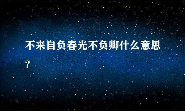 不来自负春光不负卿什么意思？