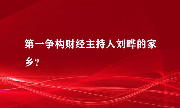 第一争构财经主持人刘晔的家乡？