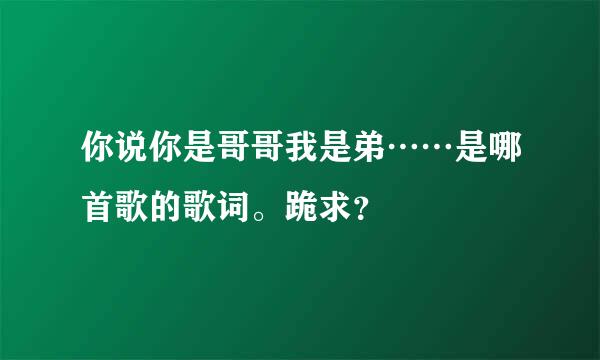 你说你是哥哥我是弟……是哪首歌的歌词。跪求？