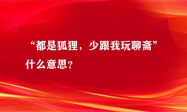 “都是狐狸，少跟我玩聊斋”什么意思？