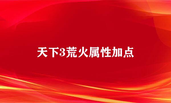 天下3荒火属性加点