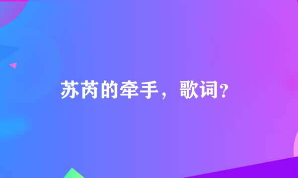 苏芮的牵手，歌词？