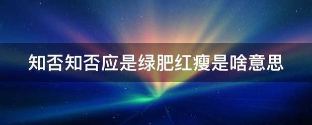 知否知否应是绿肥红瘦是啥意思