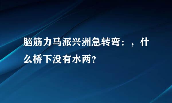 脑筋力马派兴洲急转弯：，什么桥下没有水两？