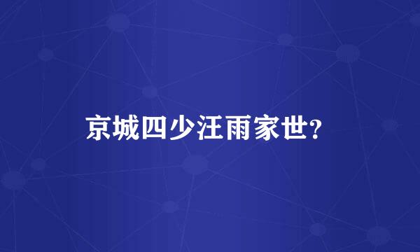 京城四少汪雨家世？